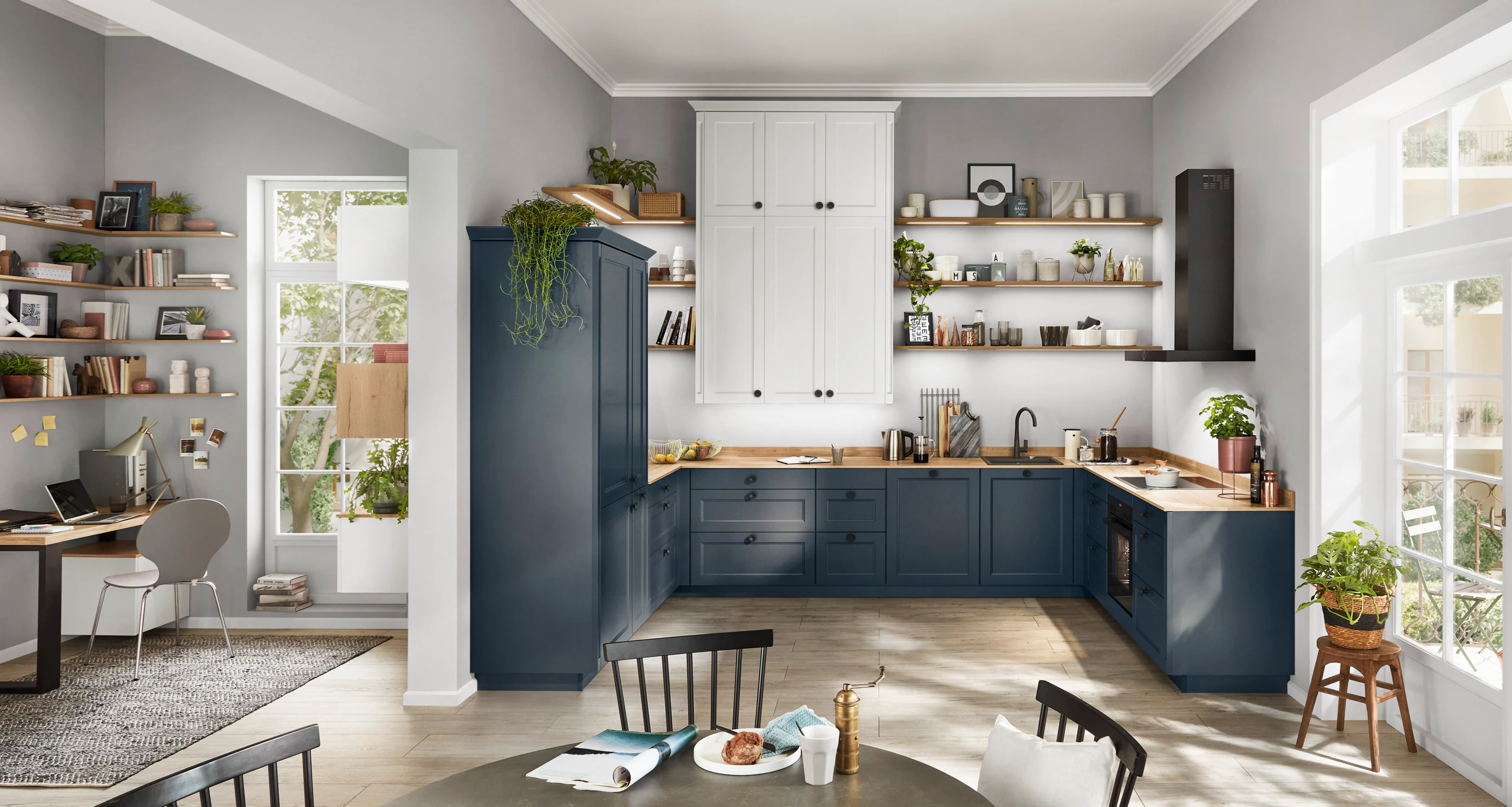 Shape kitchen in Fjord blue